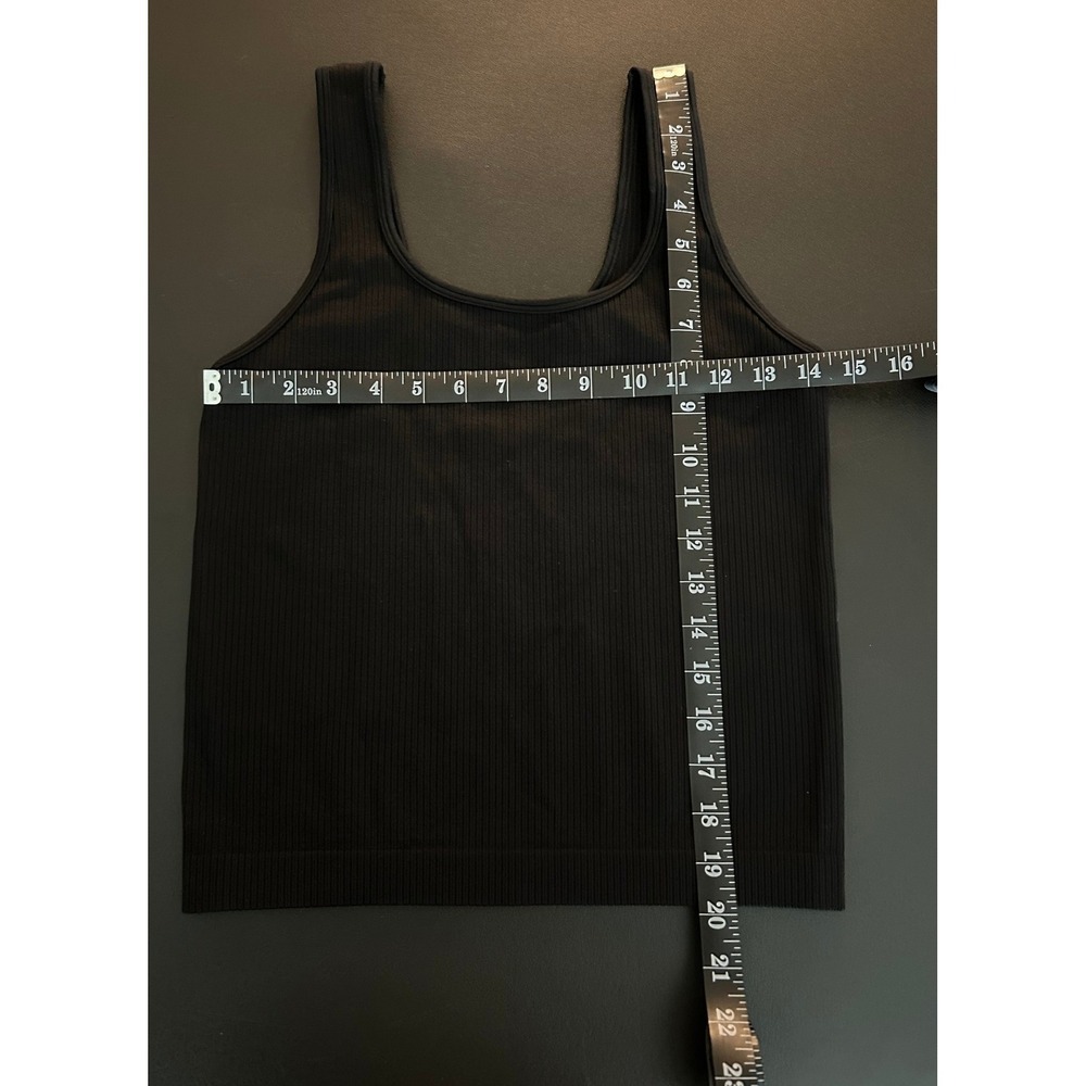 A New Day Womens Black Ribbed Tank Top Scoop Neck Seamless Camisole Large 1437 - Picture 4 of 6